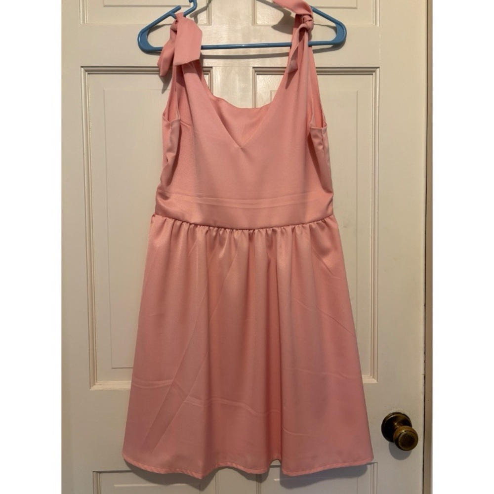 Women’s pink bow sleeveless party dress dance formal mini sweetheart summer cute